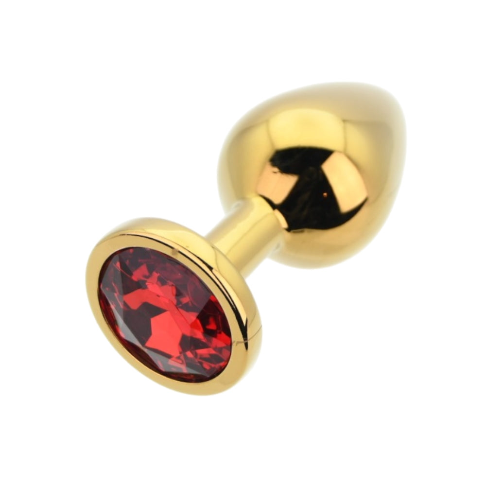 Toosh Gold Metal Butt Plug Medium Red Stone