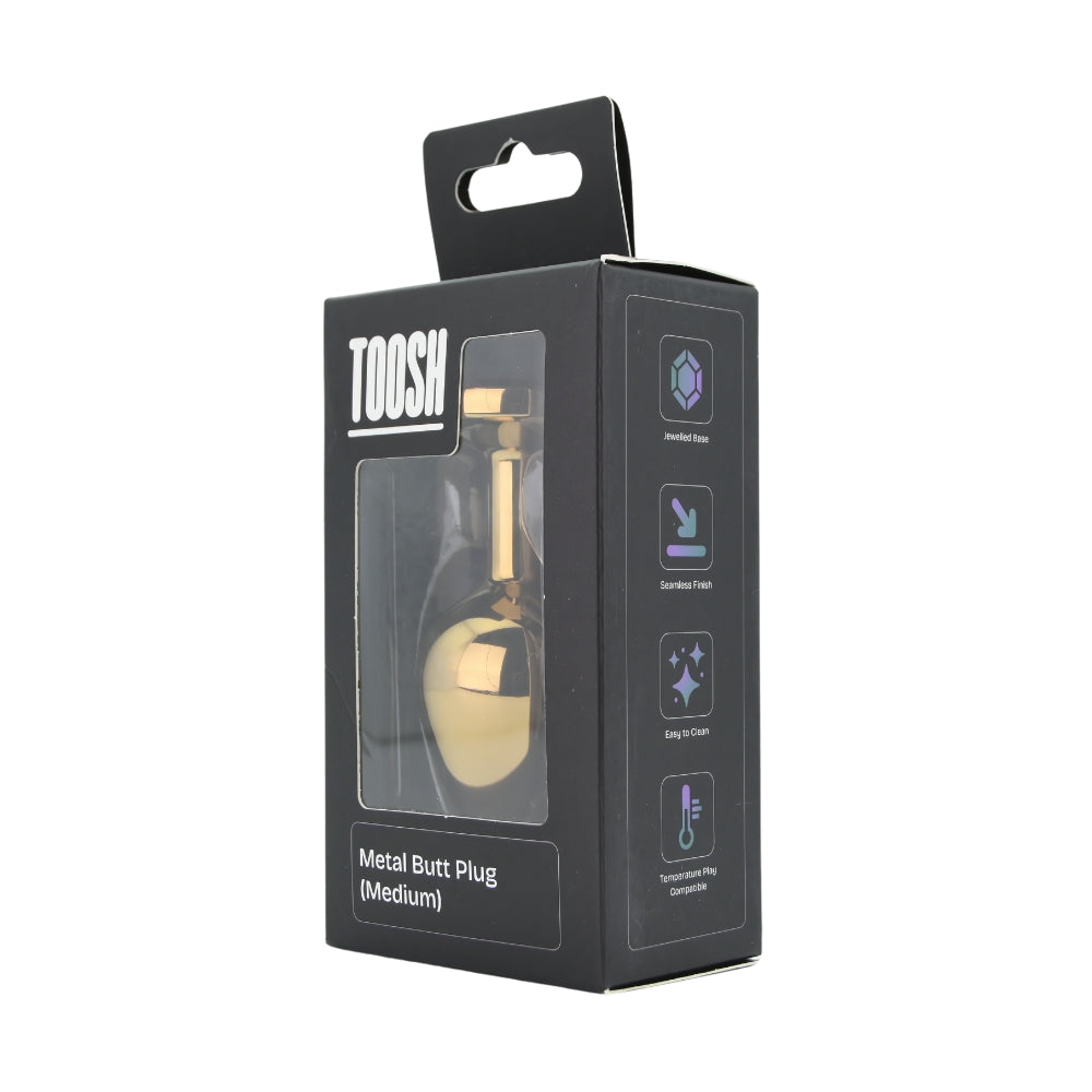 Toosh Gold Metal Butt Plug Medium Red Stone