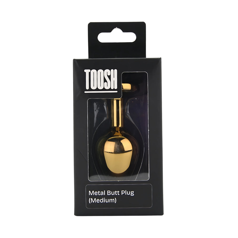 Toosh Gold Metal Butt Plug Medium Red Stone