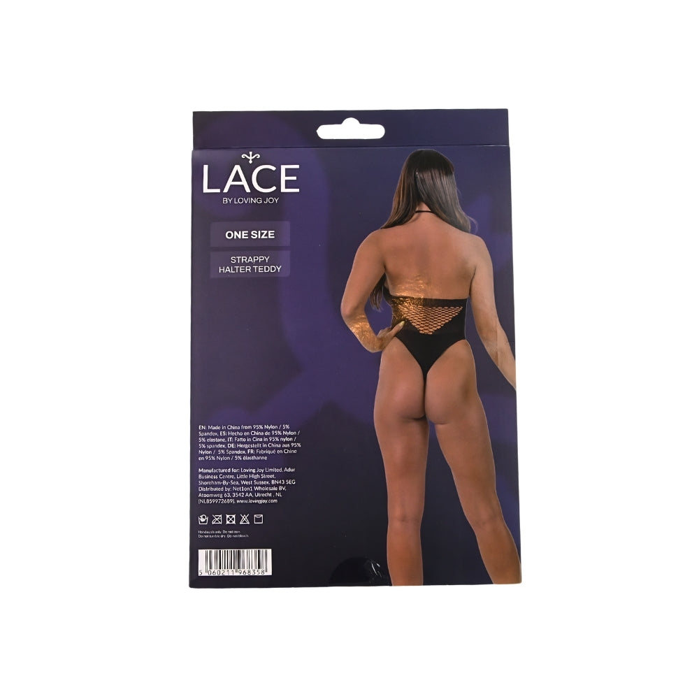 Lace by LJ Strappy Halter Teddy Black