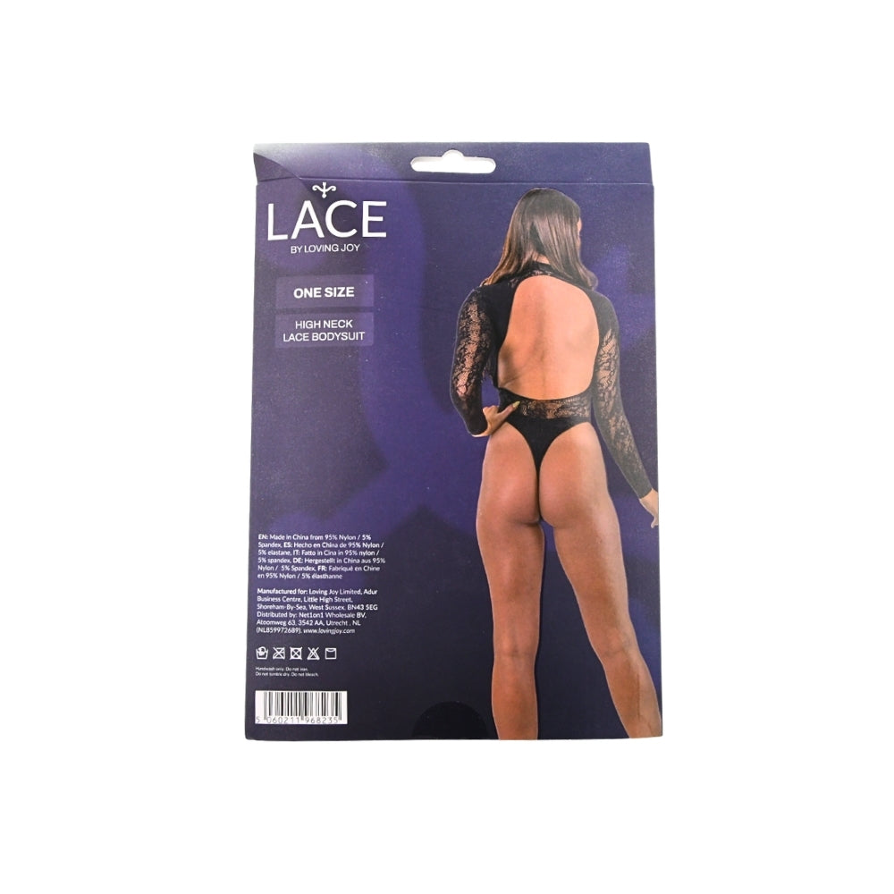 Lace by LJ High Neck Lace Bodysuit Black