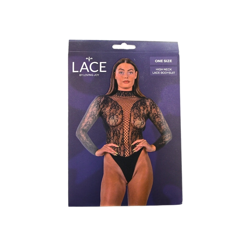 Lace by LJ High Neck Lace Bodysuit Black