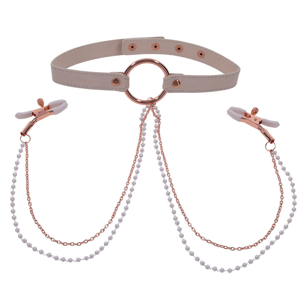 Peaches n CreaMe Collar with Nipple Clamps Pink