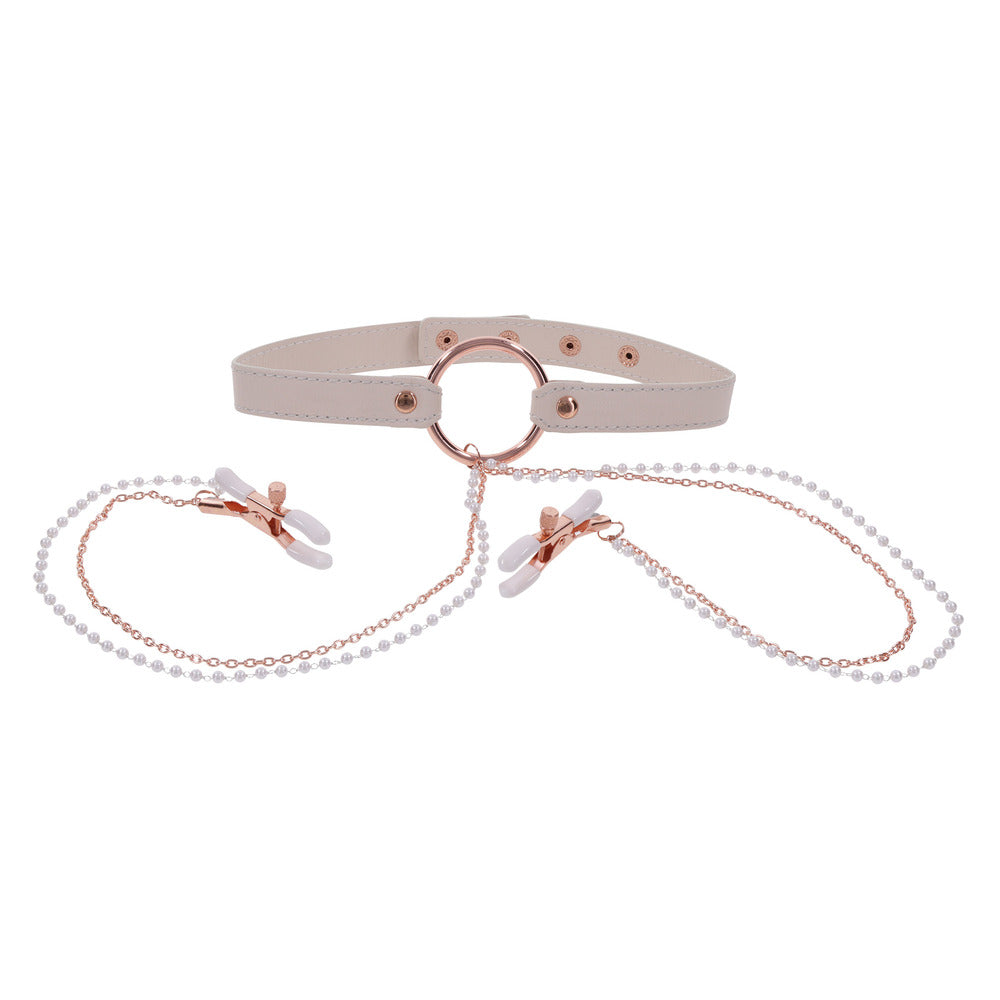 Peaches n CreaMe Collar with Nipple Clamps Pink