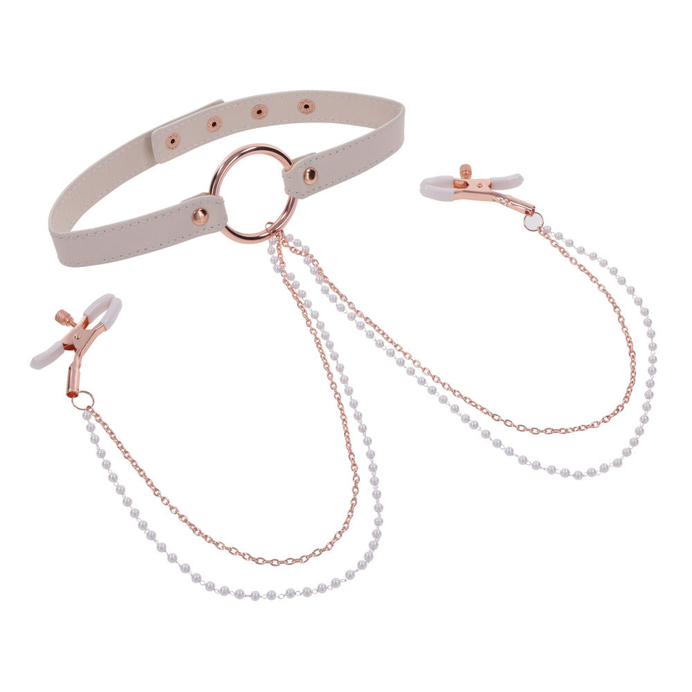 Peaches n CreaMe Collar with Nipple Clamps Pink
