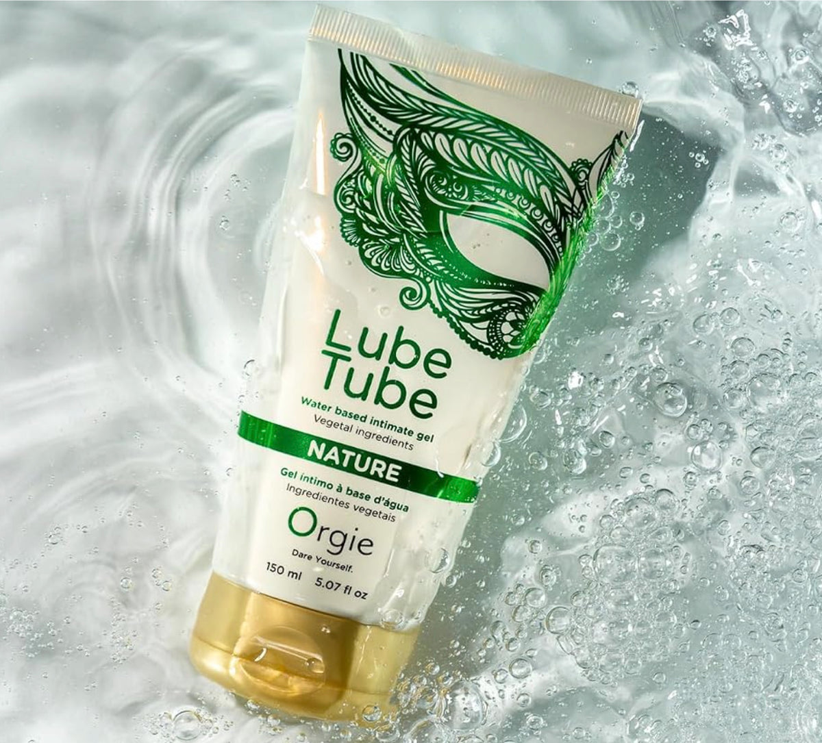 a tube of Orgie Lube Tube water-based lubricant gel that is called "nature".