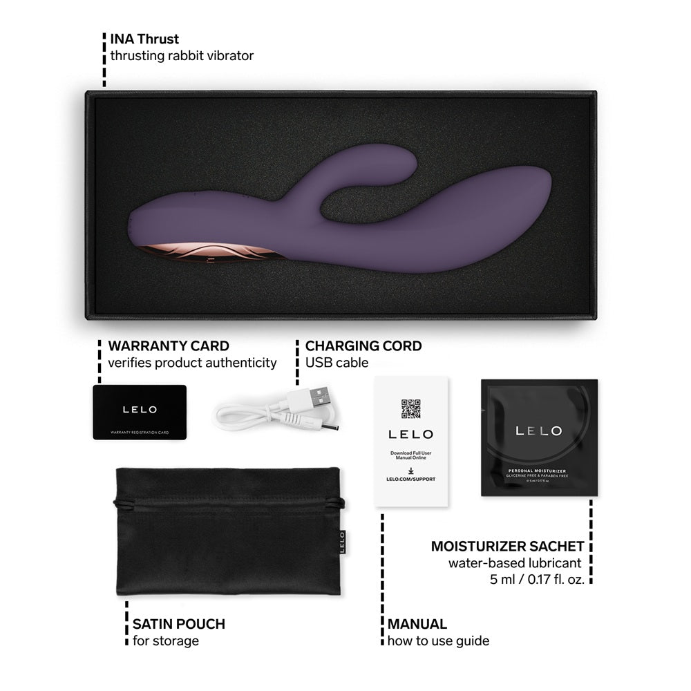 LELO Ina Thrust Thrusting Rabbit Vibrator Purple Twilight