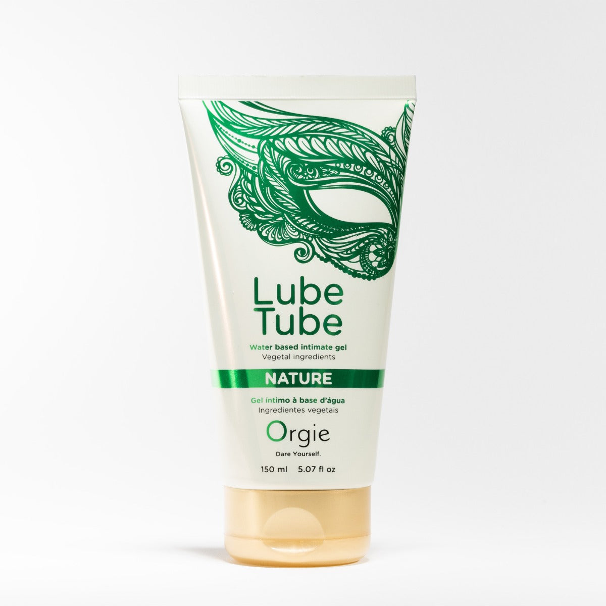 A tube of Orgie Lube Tube water-based lubricant gel.