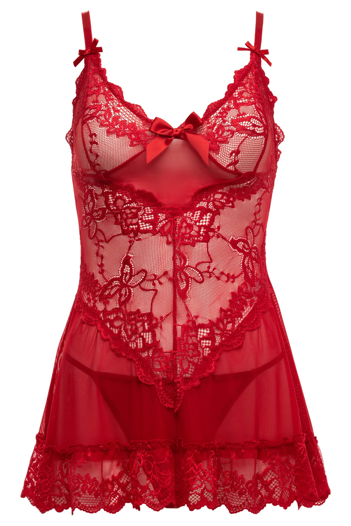 Oh La La Cheri - Valentine Babydoll Plus - 3X/4X - Red