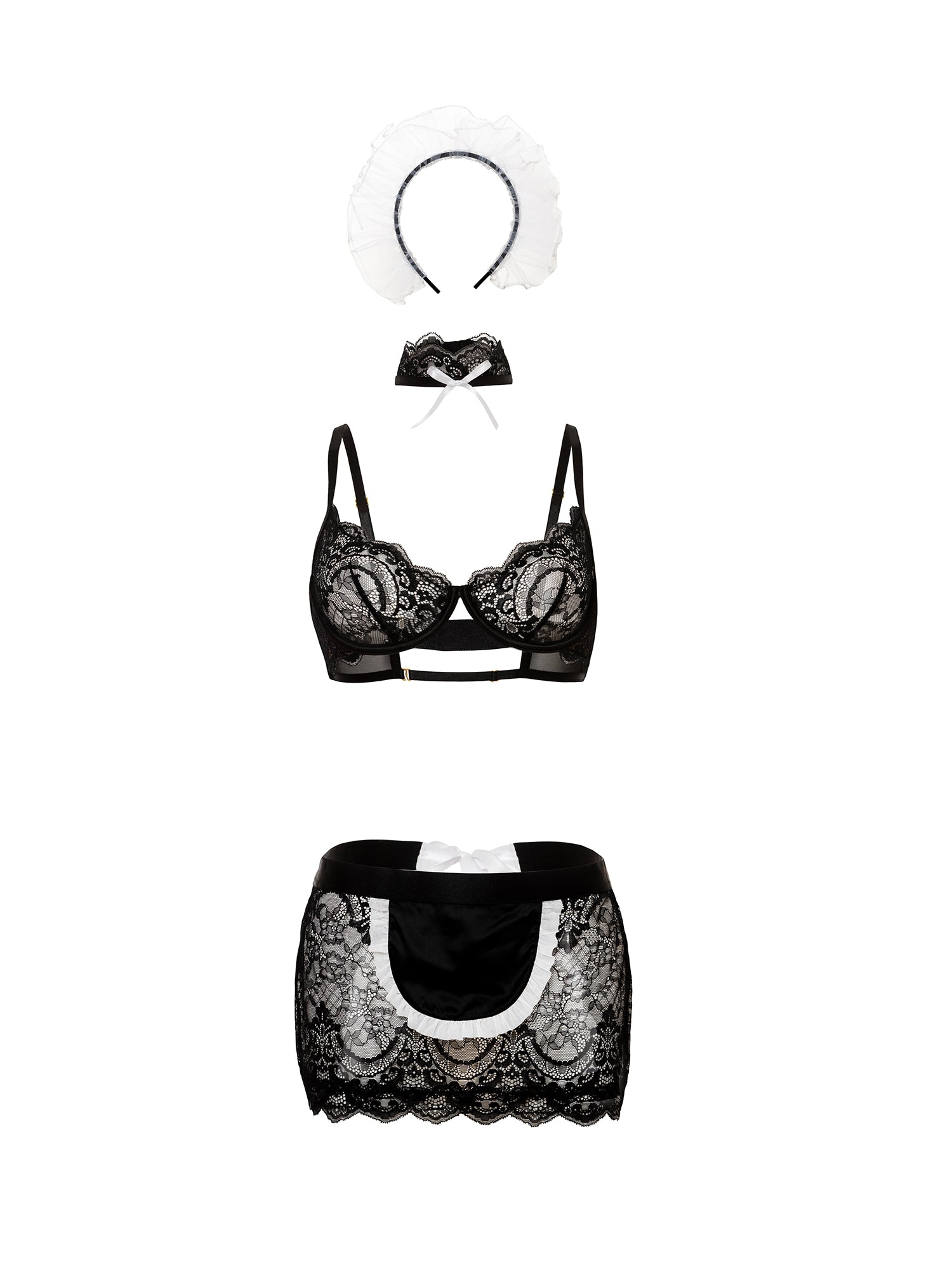 Oh La La Cheri - Maid In France Set - S/M - Black/White