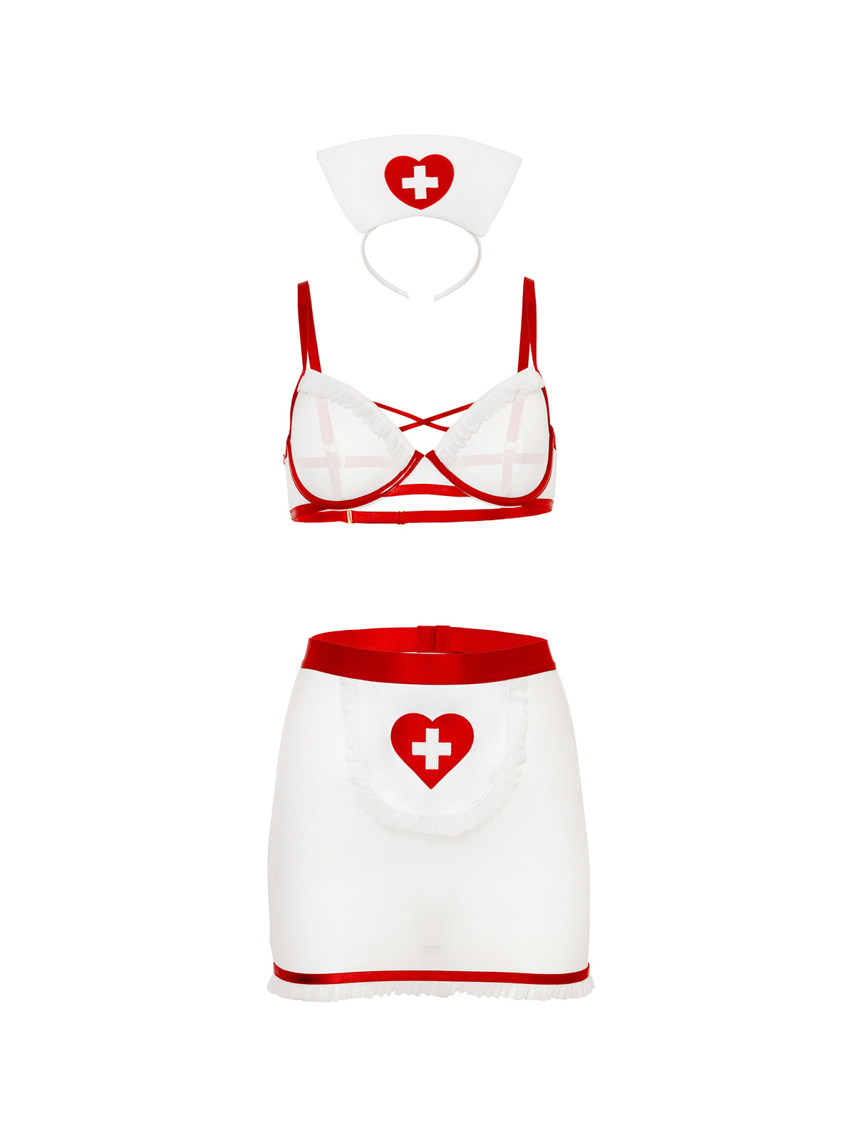 Oh La La Cheri - Naughty Nurse Set Plus - 1X/2X - Red/White