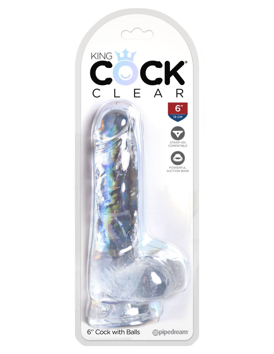 Pipedream - King Cock Clear - 6" with balls