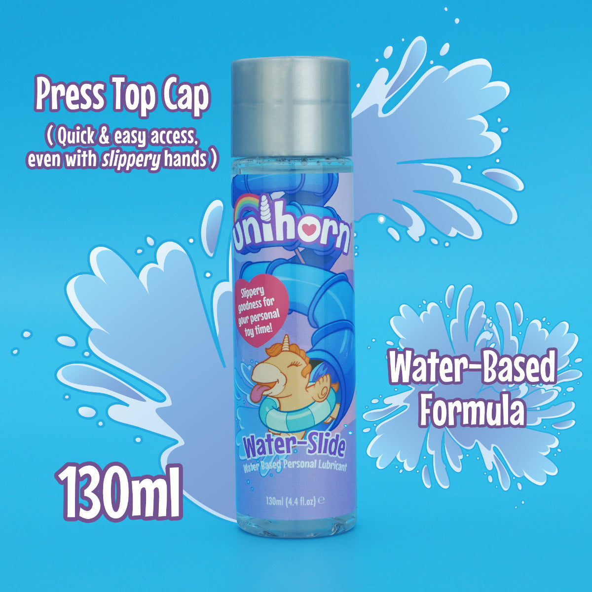 Unihorn Water-Slide Water Based Personal Lubricant 4.4 fl oz (130ml)